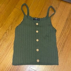 SHEIN OLIVE TANK TOP WITH FAKE BUTTONS